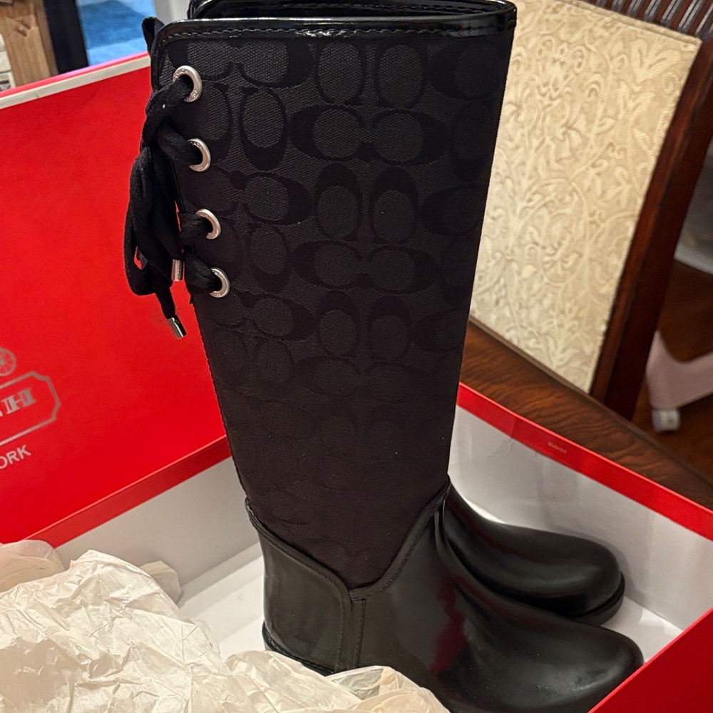 Coach Women's Black Knee-High Boots with box
